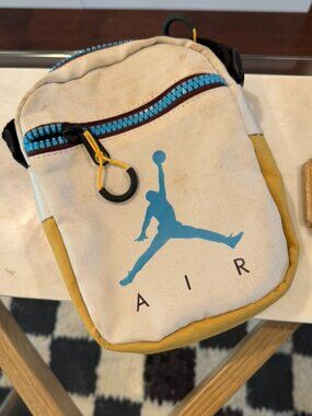 Nike Air Jordan Mini Crossbody Beige Blue Utility Pouch